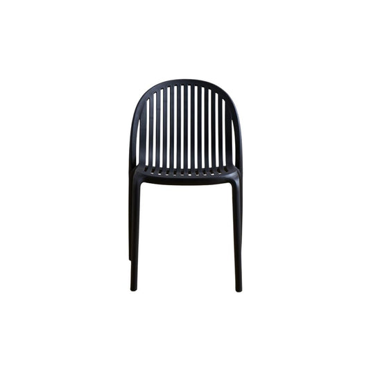 Set de 4 Sillas Marruecos, Negro, con Espaldar en Rayas y Diseño Minimalista