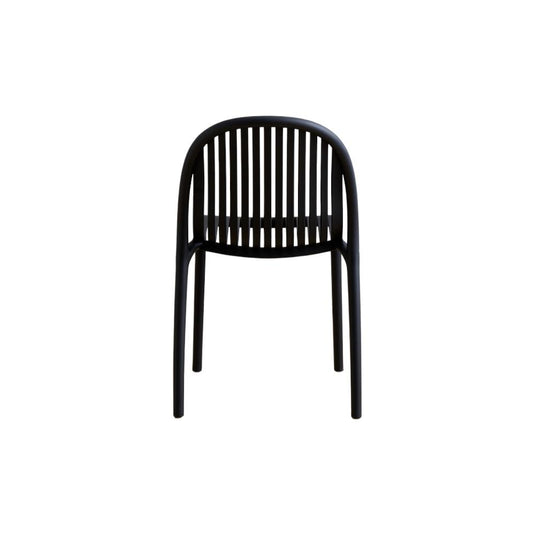 Set de 4 Sillas Marruecos, Negro, con Espaldar en Rayas y Diseño Minimalista