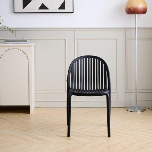 Set de 2 Sillas Marruecos, Negro, con Espaldar en Rayas y Diseño Minimalista