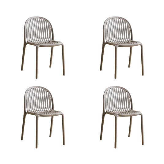 Set de 4 Sillas Marruecos, Taupe, con Espaldar en Rayas y Diseño Minimalista