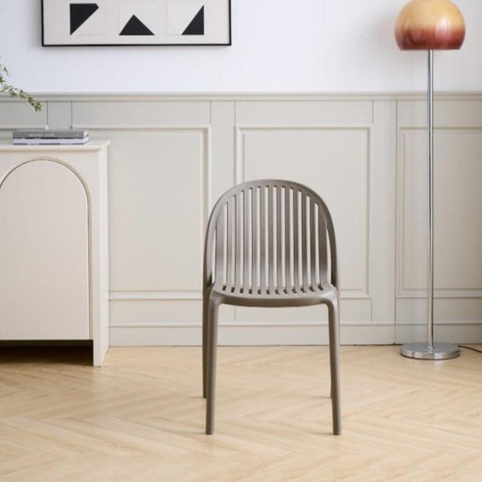 Set de 4 Sillas Marruecos, Taupe, con Espaldar en Rayas y Diseño Minimalista