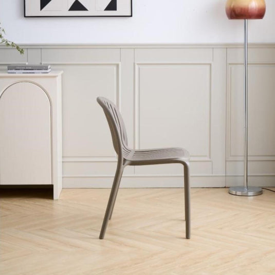 Set de 2 Sillas Marruecos, Taupe, con Espaldar en Rayas y Diseño Minimalista