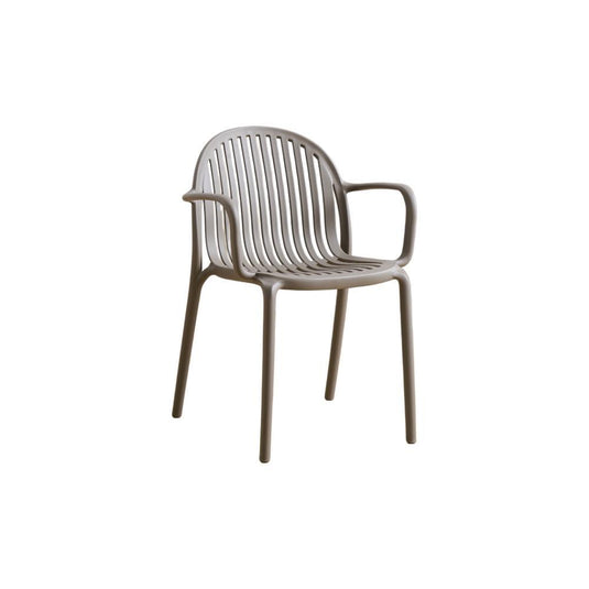 Set de 4 Sillas Marruecos con Brazos, Taupe, con Espaldar en Rayas y Diseño Minimalista