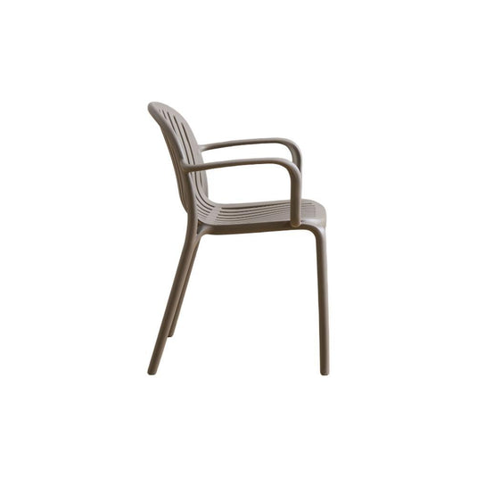 Set de 4 Sillas Marruecos con Brazos, Taupe, con Espaldar en Rayas y Diseño Minimalista