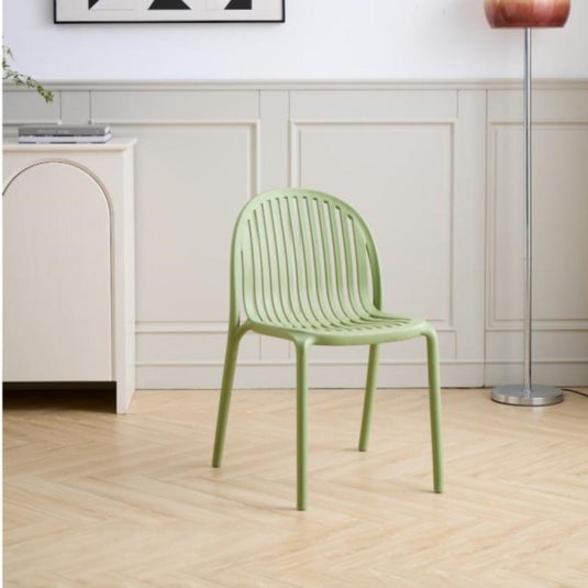 Set de 4 Sillas Marruecos, Verde Olivo, con Espaldar en Rayas y Diseño Minimalista