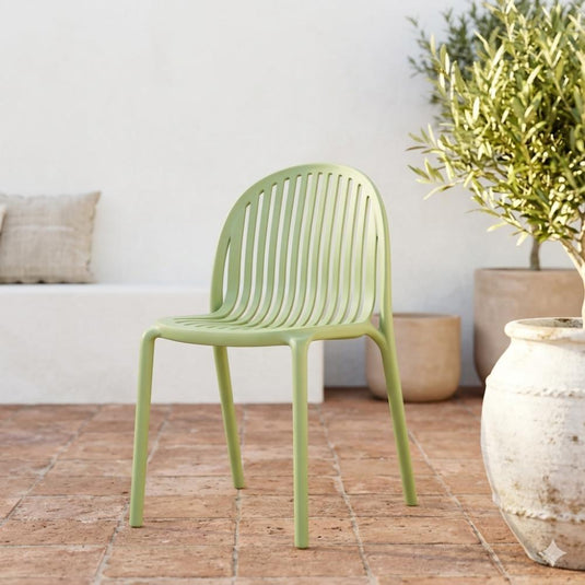 Set de 2 Sillas Marruecos, Verde Olivo, con Espaldar en Rayas y Diseño Minimalista