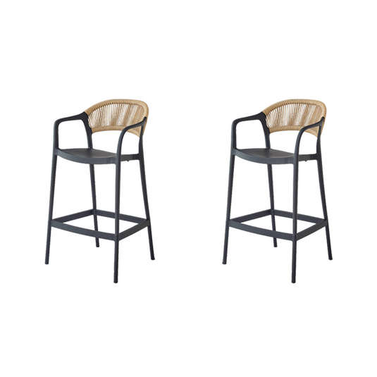 Set de 2 Sillas para Bar Balí, Negro, Doble propósito con Reposa Pies