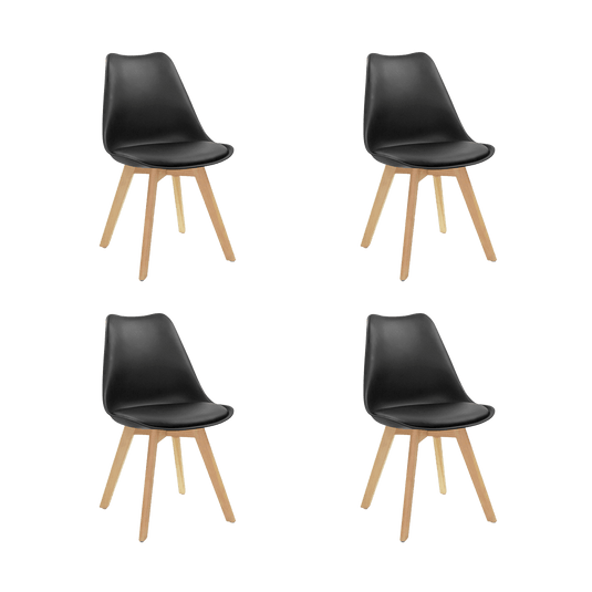 Comedor Torce, Negro y Café Claro, Incluye 4 sillas