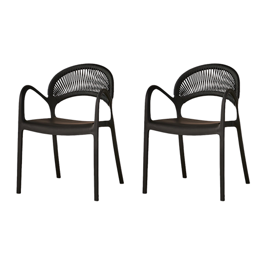 Set de 2 Sillas Daytona, Negro, con Espaldar, Reposa Brazos y Diseño Minimalista
