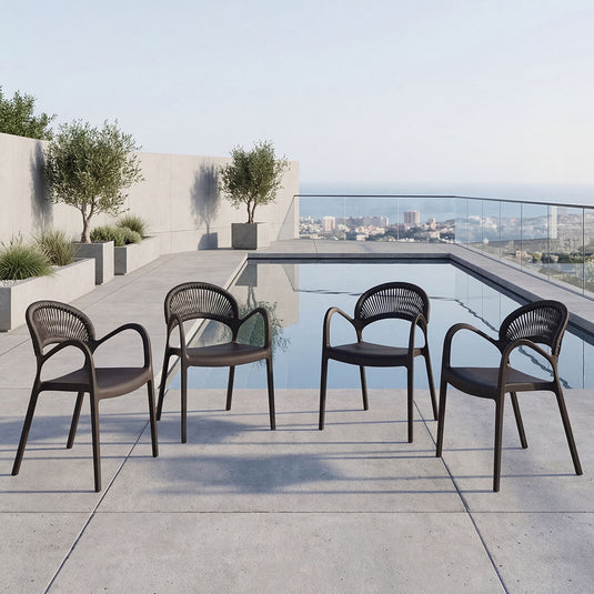 Set de 4 Sillas Daytona, Negro, con Espaldar, Reposa Brazos y Diseño Minimalista