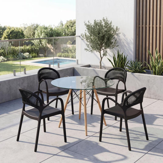 Combo para Sala Neto, Incluye Mesa Redonda de Vidrio y 4 Sillas