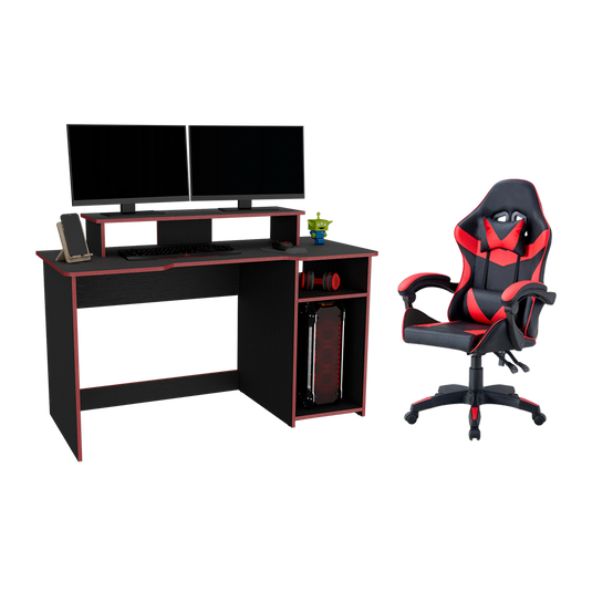 Combo para Oficina Gate, Rojo y Negro, Incluye Silla y Escritorio Gamer