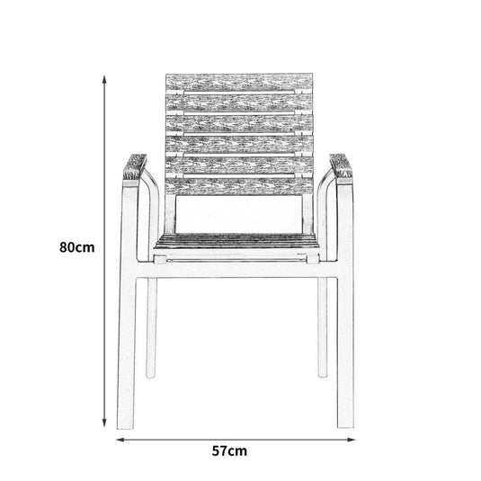 Set de 4 Sillas Comedor Exterior Rapel, Negro y Roble, con Cómodo Espaldar