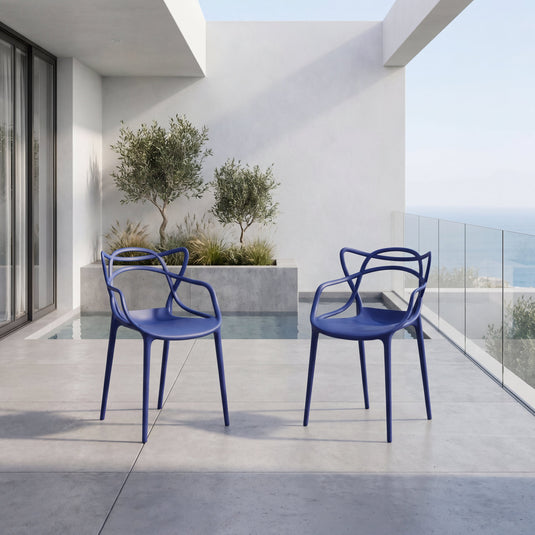 Set de 2 Sillas Palermo, Color Azul, con Espaldar y Diseño Moderno