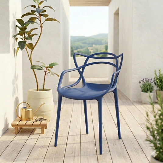 Set de 2 Sillas Palermo, Color Azul, con Espaldar y Diseño Moderno