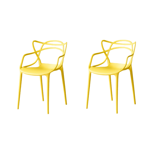 Set de 2 Sillas Palermo, Color Amarillo, con Espaldar y Diseño Moderno