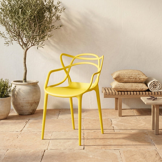 Set de 2 Sillas Palermo, Color Amarillo, con Espaldar y Diseño Moderno