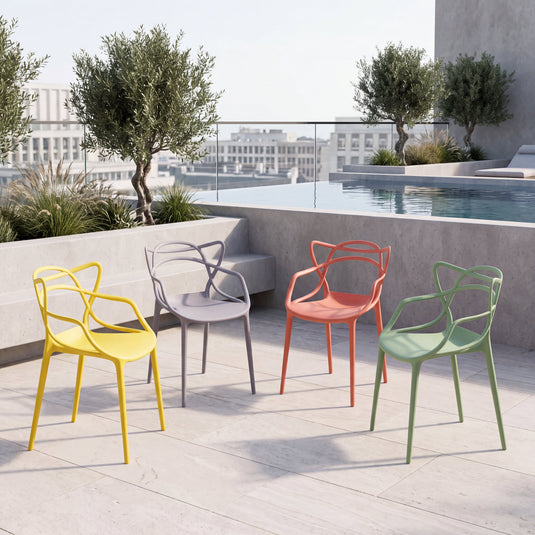 Set de 4 Sillas Platinum, Color Amarillo, Taupe, Verde y Rojo