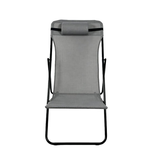 Set de 2 Sillas Plegable Reclinable Zambia, Gris Oscuro, con Tres Posiciones