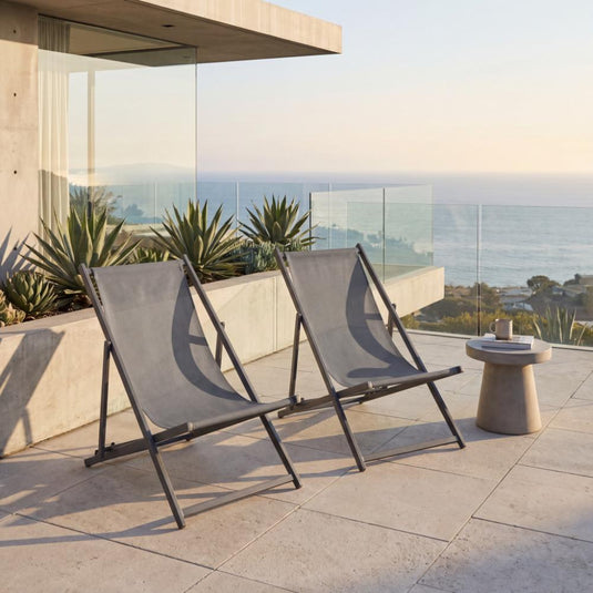 Set de 2 Sillas Plegable Reclinable Kenya, Gris Oscuro, con Tres Posiciones