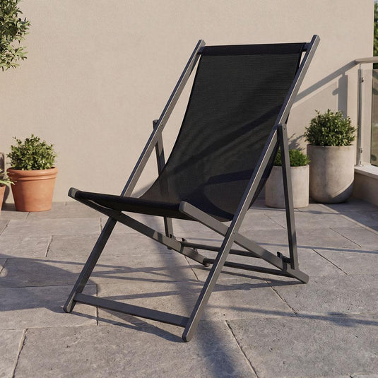 Silla Plegable Reclinable Kenya, Negro, con Tres Posiciones