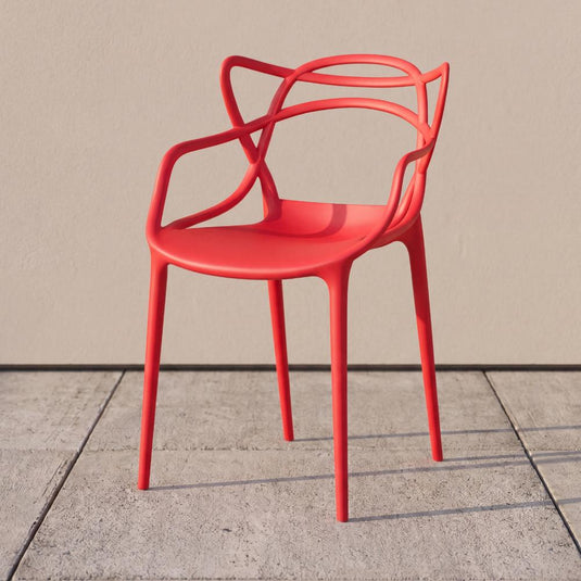Silla Palermo, Color Rojo, con Espaldar y Diseño Moderno