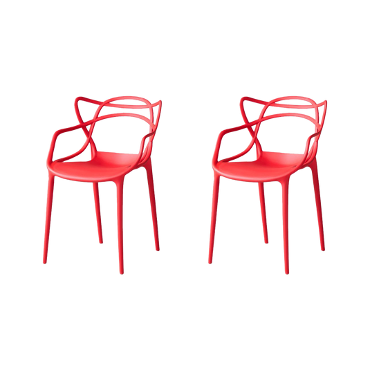 Set de 2 Sillas Palermo, Color Rojo, con Espaldar y Diseño Moderno