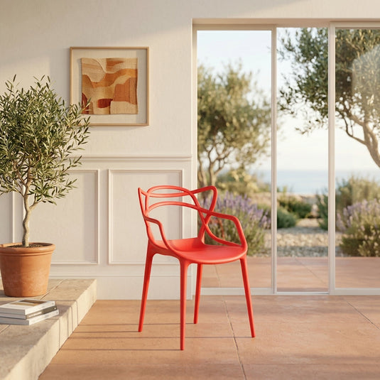 Set de 2 Sillas Palermo, Color Rojo, con Espaldar y Diseño Moderno