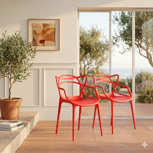 Set de 2 Sillas Palermo, Color Rojo, con Espaldar y Diseño Moderno
