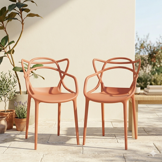Silla Palermo, Color Terracota, con Espaldar y Diseño Moderno