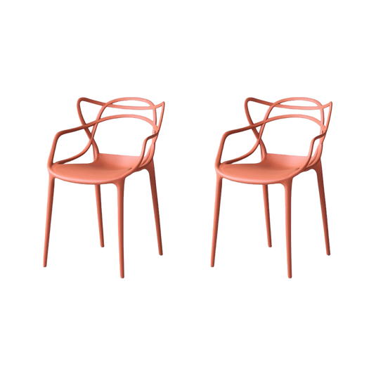 Set de 2 Sillas Palermo, Color Terracota, con Espaldar y Diseño Moderno