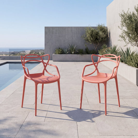 Set de 2 Sillas Palermo, Color Terracota, con Espaldar y Diseño Moderno