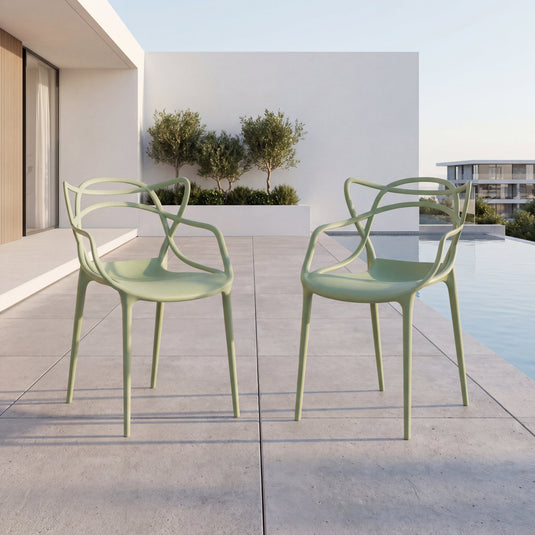 Set de 2 Sillas Palermo, Verde Claro, con Espaldar y Diseño Moderno