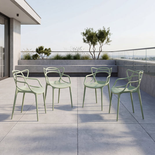 Set de 4 Sillas Palermo, Verde Claro, con Espaldar y Diseño Moderno