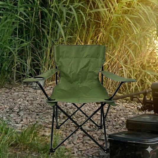 Set de 2 Sillas Plegable Camping Tanzania, Verde, con Portavasos