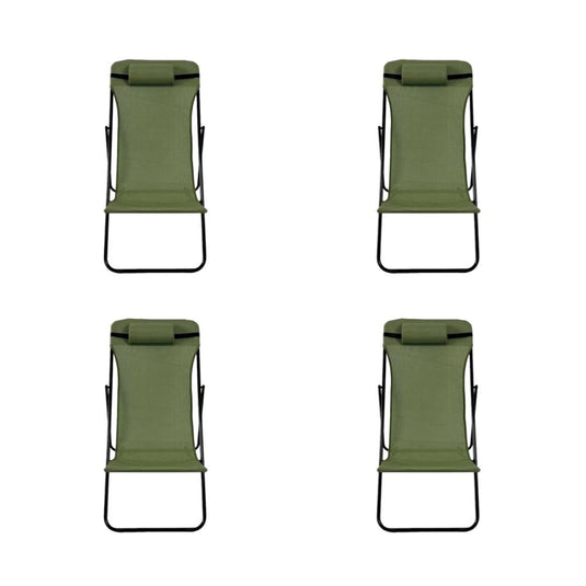 Set de 4 Sillas Plegable Reclinable Zambia, Verde, con Tres Posiciones