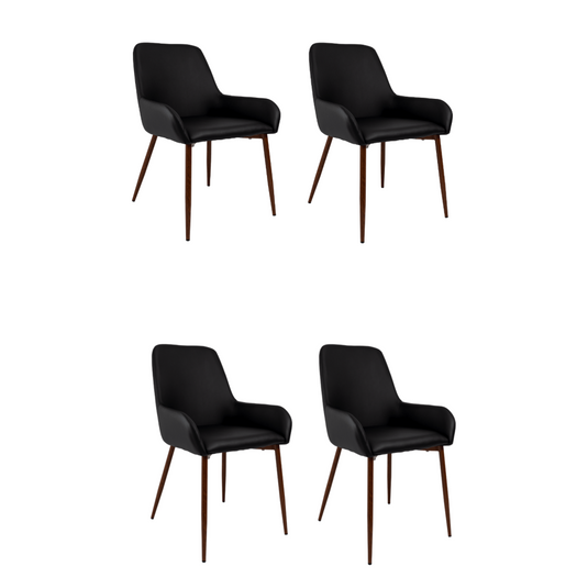 Sillas Clásicas Concept ST1 X4, Negro y Café, con Cómodo Espaldar