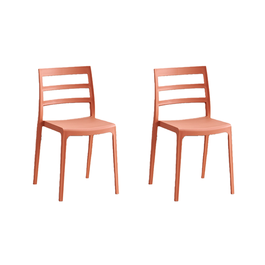 Set de 2 Sillas New York, Terracota, con Espaldar en Líneas y Diseño Minimalista