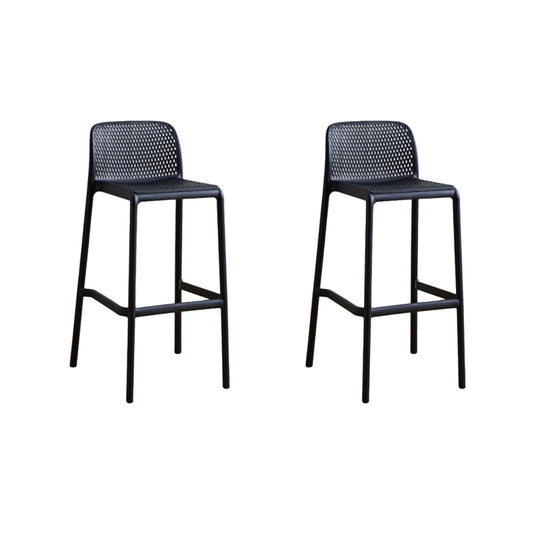 Set de 2 Sillas para Bar Túnez, Color Negro, con Espaldar Redondeado y Transpirable
