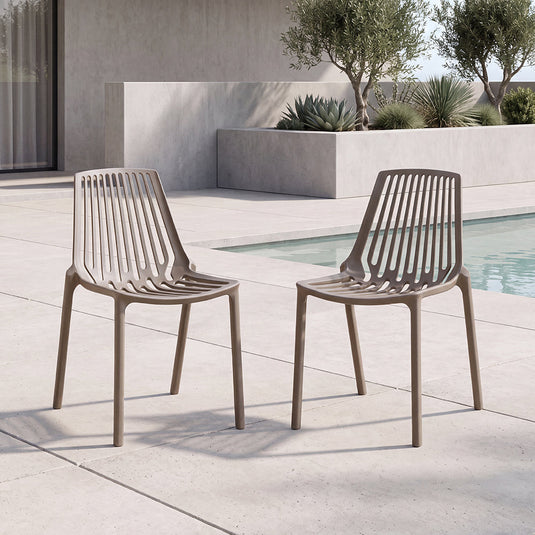 Set de 2 Sillas Tanger, Taupe, con Espaldar y Diseño Moderno