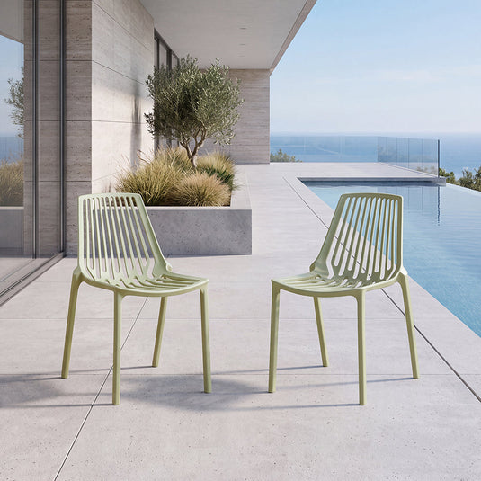 Set de 2 Sillas Tanger, Verde Olivo, con Espaldar y Diseño Moderno