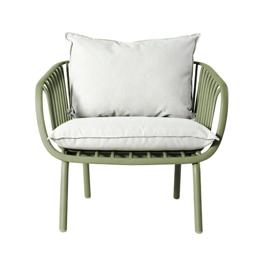 Sala de Exterior Sorrento, Verde Olivo, Con Cojines Beige, 4 Piezas