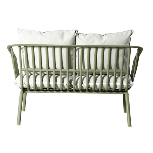Sala de Exterior Sorrento, Verde Olivo, Con Cojines Beige, 4 Piezas