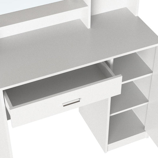 Tocador con Luces LED Aura, Blanco Mate, Incluye la Silla