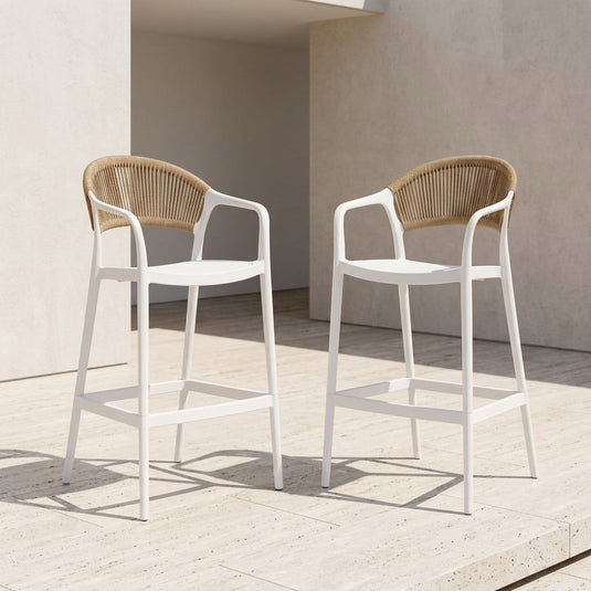 Set de 2 Sillas para Bar Balí, Blanco, Doble propósito con Reposa Pies