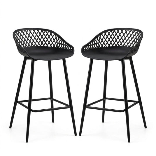 Set de 2 Sillas para Bar India, Color Negro, con Estructura Metálica