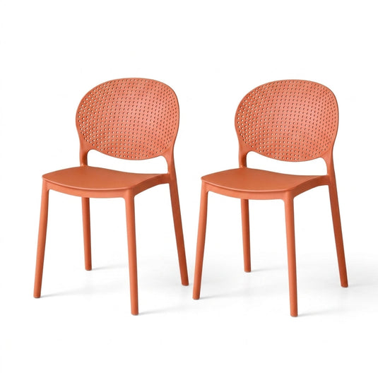 Set de 2 Sillas Florida, Color Terracota, con Espaldar y Diseño Moderno