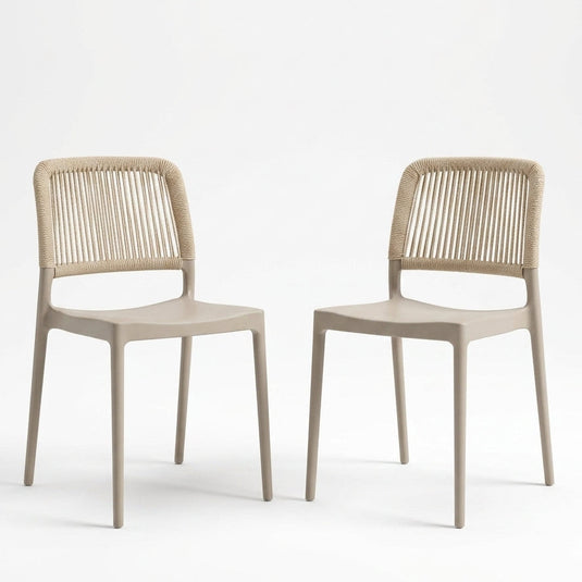 Set de 2 Sillas Houston, Color Taupe, con Espaldar Tejido