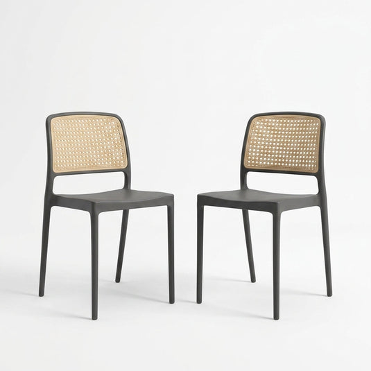 Set de 2 Sillas Texas, Color Negro y Beige, con Espaldar Transpirable