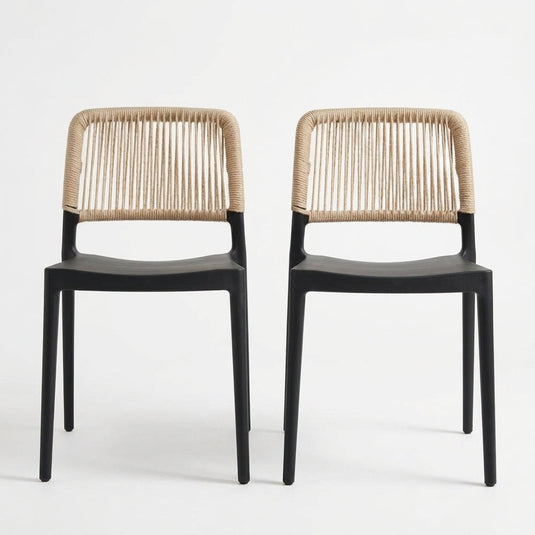 Set de 2 Sillas Houston, Color Negro, con Espaldar Tejido